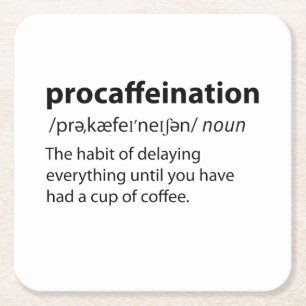 Procaffeinatie Funny Dictionary Definition Kartonnen Onderzetters