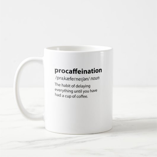 Procaffeinatie Funny Dictionary Definition Koffiemok (Links)