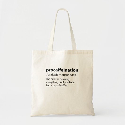 Procaffeinatie Funny Dictionary Definition Tote Bag (Voorkant)