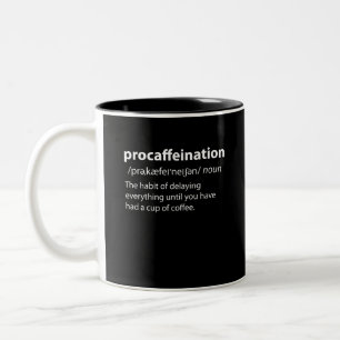 Procaffeinatie Funny Dictionary Definition Tweekleurige Koffiemok