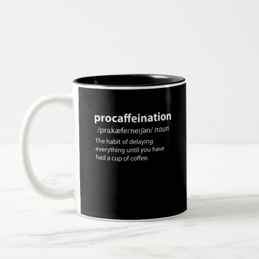 Procaffeinatie Funny Dictionary Definition Tweekleurige Koffiemok (Links)
