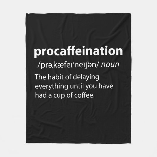 Procaffeination Funny Dictionary Definition Fleece Deken (Voorkant)