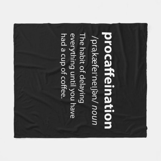 Procaffeination Funny Dictionary Definition Fleece Deken (Voorkant (Horizontaal))