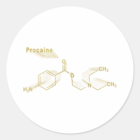 Procaïne, verdovingsmiddel, goudformule ronde sticker (Voorkant)