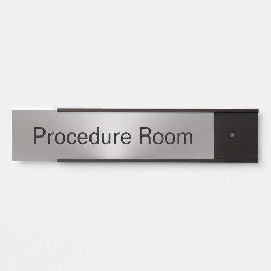 Procedure Kamer Nummer Zilver en Zwart Sjabloon Deurbordje (Voorkant)
