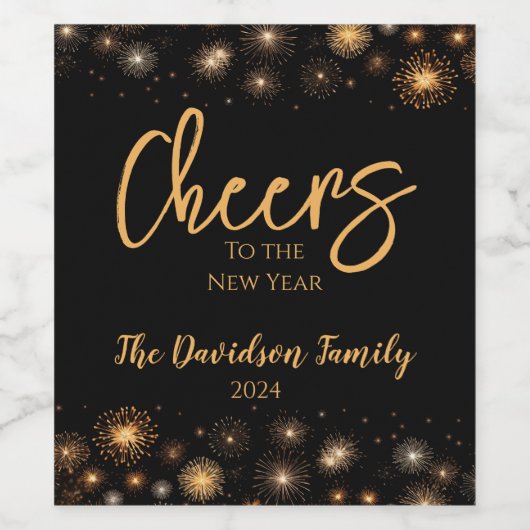 Proces van nieuwjaar wijn etiket (Enkel label)