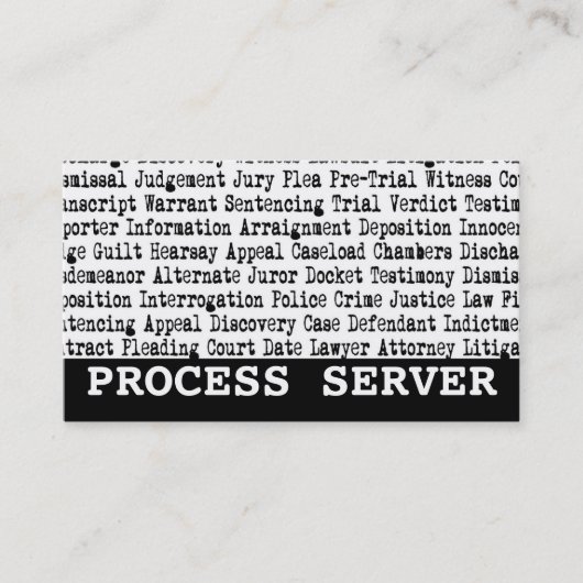 Processerver juridische terminologie visitekaartje (Voorkant)