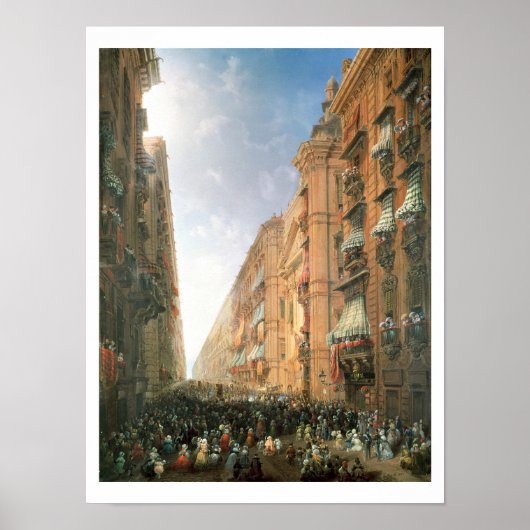 Processie van Corpus Christi in Via Dora Grossa, T Poster (Voorkant)