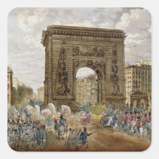 Processie van paus Pius VII in Parijs Vierkante Sticker (Voorkant)