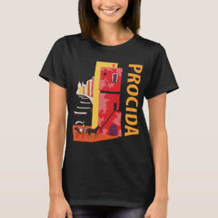 Procida Italië Kleurrijke Kust Retro Reis T-Shirt