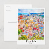 Procida Italië Reizen Waterverf Schets Hand geteke Briefkaart (Voorkant / Achterkant)