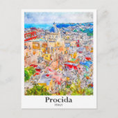 Procida Italië Reizen Waterverf Schets Hand geteke Briefkaart (Voorkant)