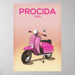Procida Italië scooter vakantieposter Poster