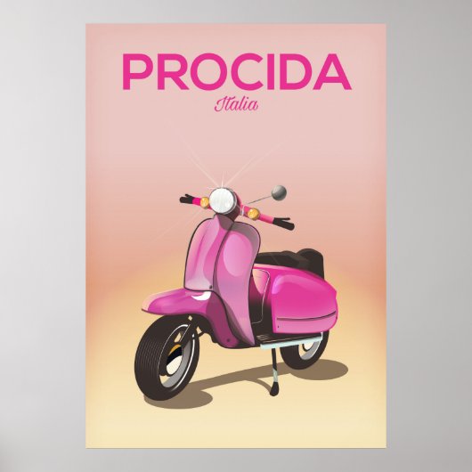 Procida Italië scooter vakantieposter Poster (Voorkant)