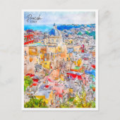 Procida Italië vintage reizen waterverf Briefkaart (Voorkant)
