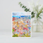 Procida Italië vintage reizen waterverf Briefkaart (Staand voorkant)