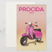 Procida Italy scooter vacation poster Briefpapier (Voorkant / Achterkant)