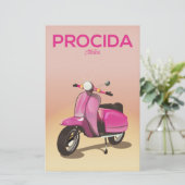 Procida Italy scooter vacation poster Briefpapier (Staand voorkant)