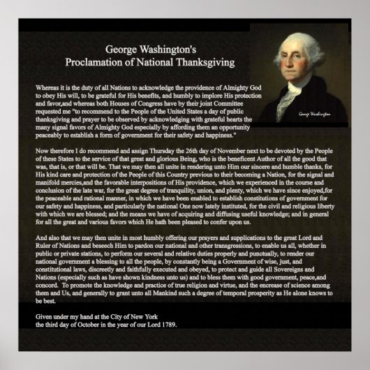 Proclamatie op dag van Thanksgiving Poster (Voorkant)