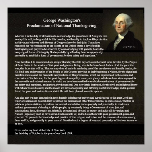 Proclamatie op dag van Thanksgiving Poster (Voorkant)