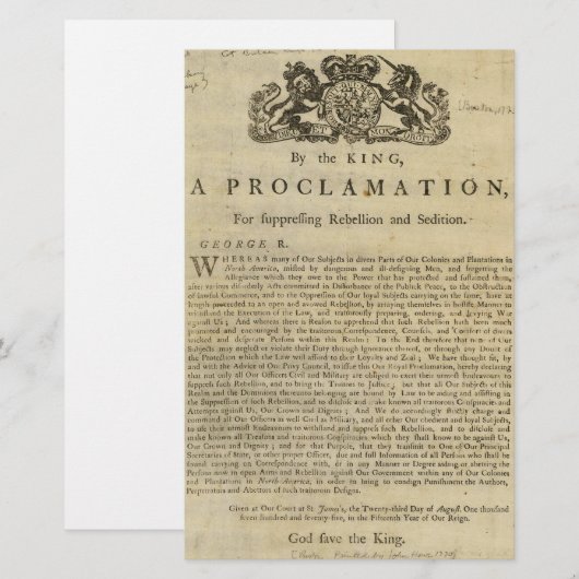 Proclamatie van de koning wegens onderdrukking van briefpapier (Voorkant / Achterkant)