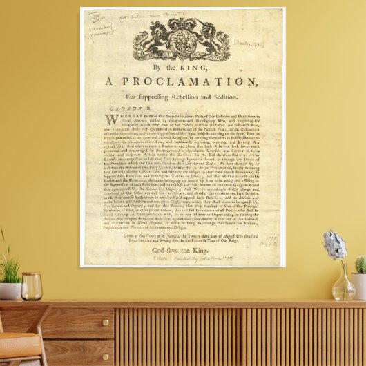 Proclamatie van de koning wegens onderdrukking van canvas afdruk (Insitu (Woonkamer))