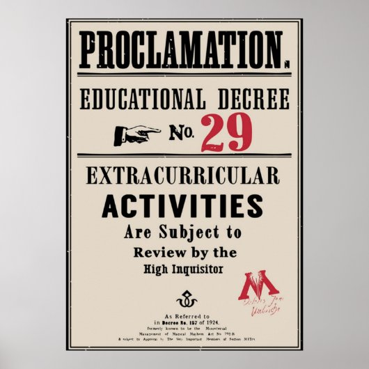 Proclamation Educational Decreet nr. 29 Poster (Voorkant)