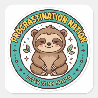 Procrastinatie Land Funny Sloth Sticker