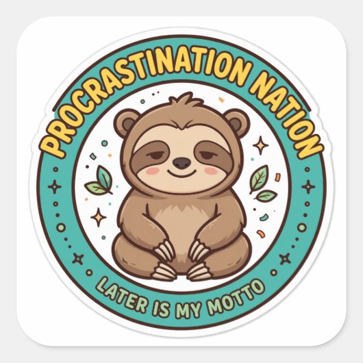 Procrastinatie Land Funny Sloth Sticker (Voorkant)