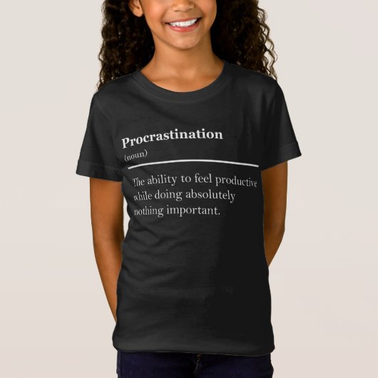 Procrastination Definition Funny Quote Minimalist T-shirt (Voorkant)