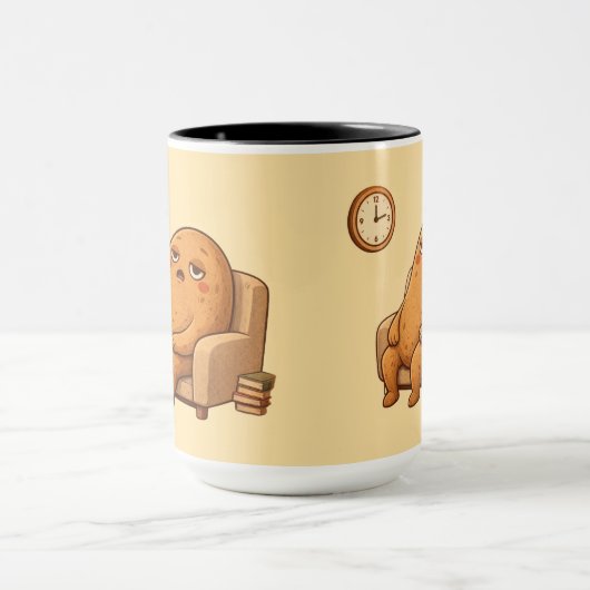 Procrastinator Potato Persona Cartoon Time Art Mok (Midden)