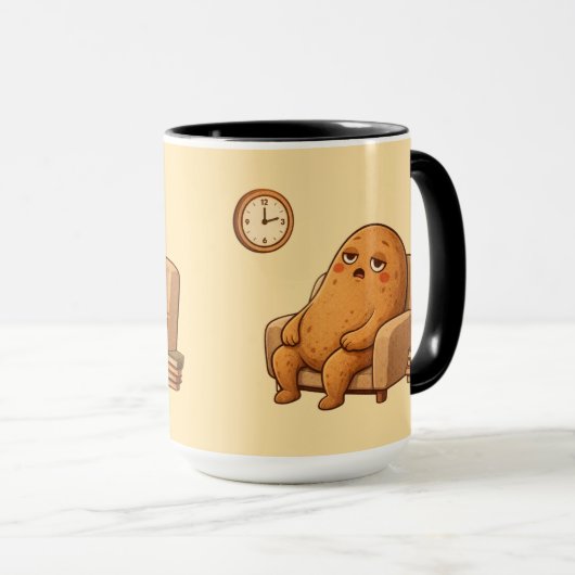 Procrastinator Potato Persona Cartoon Time Art Mok (Voorkant rechts)