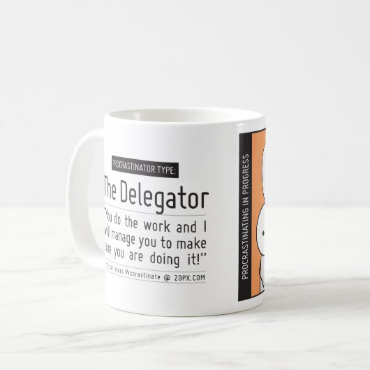 Procrastinatorbeker: De delegator Koffiemok (Voorkant links)