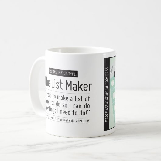 Procrastinatorbeker: De lijstmaker Koffiemok (Voorkant links)