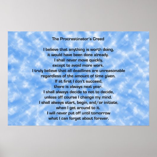Procrastinatorkreet Poster (Voorkant)