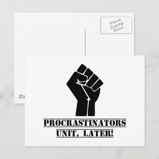 Procrastinators Unit, later! Grappig Briefkaart (Voorkant / Achterkant)