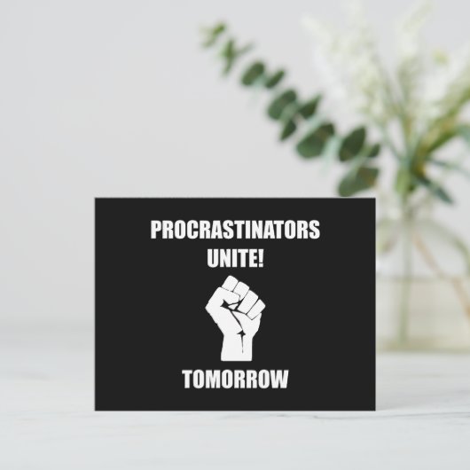 Procrastinators verenigen briefkaart (Staand voorkant)