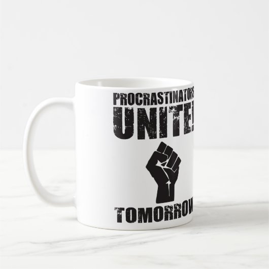Procrastinators verenigen morgen koffiemok (Links)