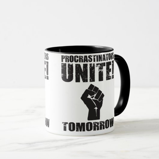 Procrastinators verenigen morgen mok (Voorkant rechts)