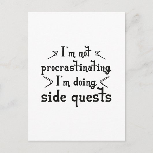 Procrastinte zijdelingse quest briefkaart (Voorkant)