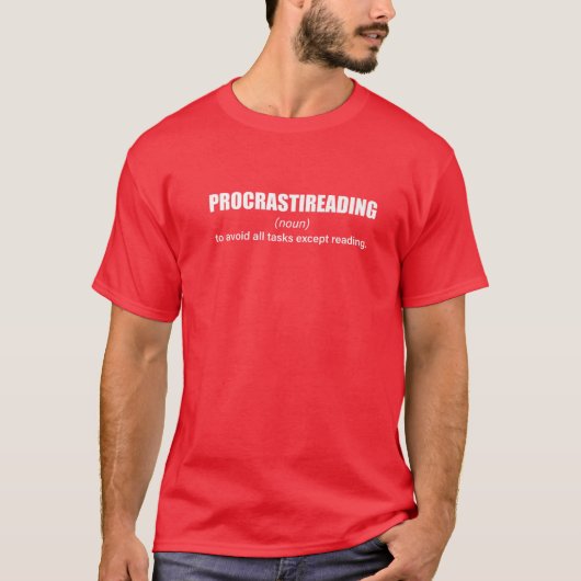 Procrastireading Definitie Funny Reading Books Lo T-shirt (Voorkant)