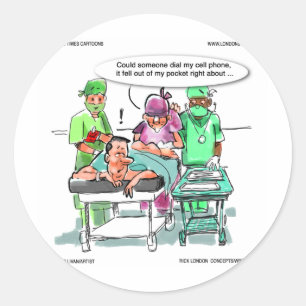 Proctoloog verliest mobiele telefoon Grappig Ronde Sticker