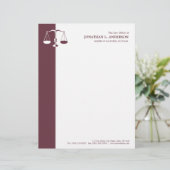 Procureur/advocaat - Burgundy briefhead Briefhoofd Ontwerp (Staand voorkant)