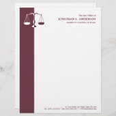 Procureur/advocaat - Burgundy briefhead Briefhoofd Ontwerp (Voorkant / Achterkant)