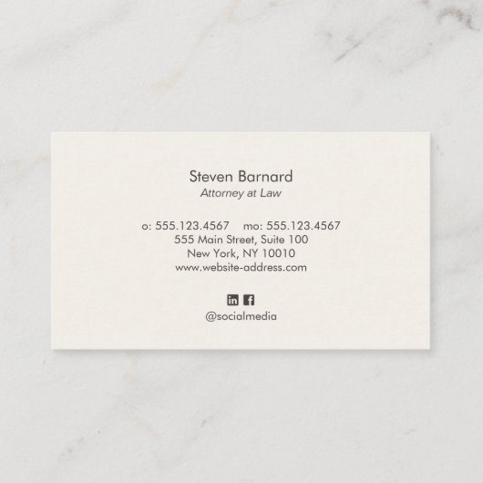 Procureur, advocaat traditioneel visitekaartje (Achterkant)