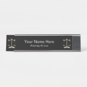 Procureur bij wet | Advocate — zwart en zilver Bureau Naambordje (Voorkant)