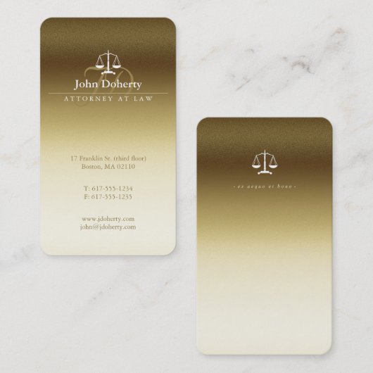 Procureur bij wet | Classy Golden Scales of Justic Visitekaartje (Voorkant / Achterkant)