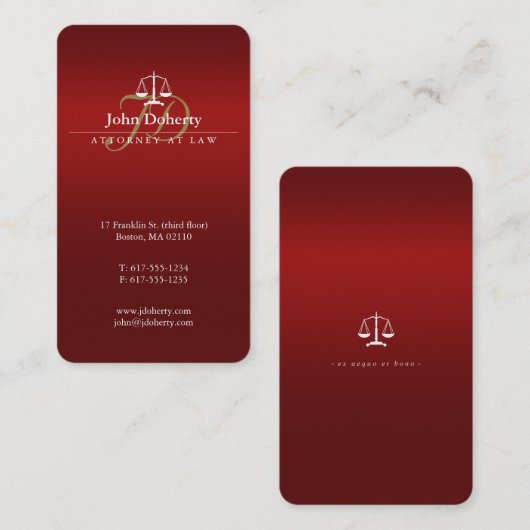 Procureur bij wet | Classy Scales of Justice Visitekaartje (Voorkant / Achterkant)