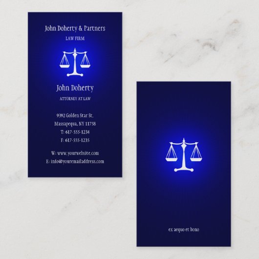 Procureur bij wet | Donkerblauwe gloed Visitekaartje (Voorkant / Achterkant)