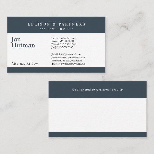 Procureur bij wet | Elegant donker grafiet Visitekaartje (Voorkant / Achterkant)